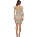 Floral Flowers Bloom Blossom Art Women Long Sleeve Ruched Stretch Jersey Dress View4