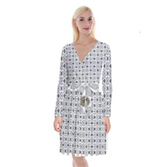 Flower Branch Corolla Wreath Lease Pattern Long Sleeve Velvet Front Wrap Dress by Grandong