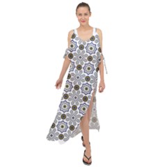 Flower Branch Corolla Wreath Lease Pattern Maxi Chiffon Cover Up Dress by Grandong