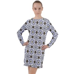 Flower Branch Corolla Wreath Lease Pattern Long Sleeve Hoodie Dress by Grandong