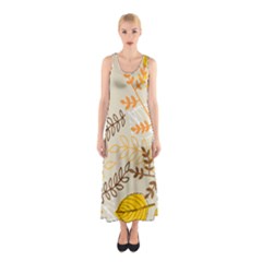 Leaves Flowers Background Pattern Sleeveless Maxi Dress by Grandong