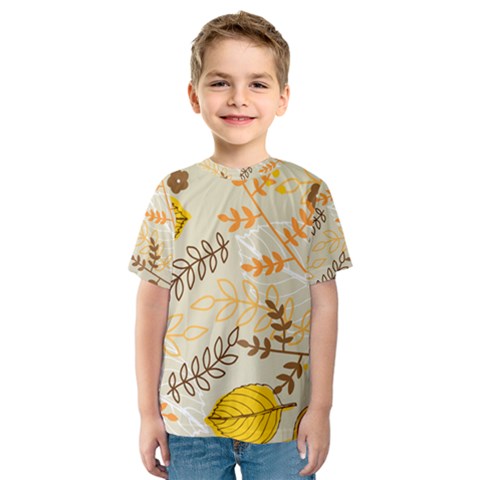 Leaves Flowers Background Pattern Kids  Sport Mesh T-shirt by Grandong