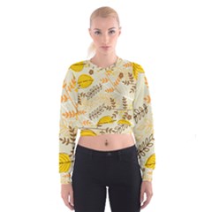 Leaves Flowers Background Pattern Cropped Sweatshirt by Grandong