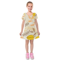 Leaves Flowers Background Pattern Kids  Short Sleeve Velvet Dress by Grandong