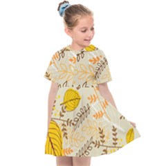 Leaves Flowers Background Pattern Kids  Sailor Dress by Grandong