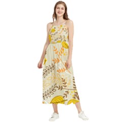 Leaves Flowers Background Pattern Boho Sleeveless Summer Dress by Grandong