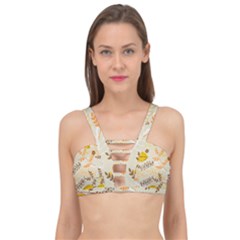 Leaves Flowers Background Pattern Cage Up Bikini Top by Grandong