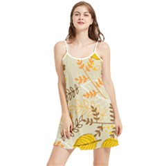 Leaves Flowers Background Pattern Summer Frill Dress by Grandong