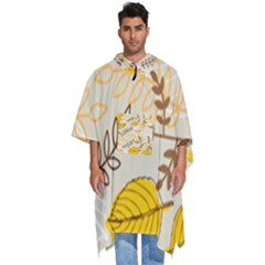 Leaves Flowers Background Pattern Men s Hooded Rain Ponchos by Grandong