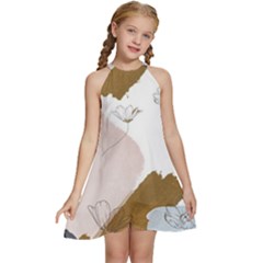 Flower Branch Corolla Wreath Kids  Halter Collar Waist Tie Chiffon Dress by Grandong