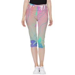 Palm Trees Leaves Plants Tropical Inside Out Lightweight Velour Capri Leggings  by Grandong