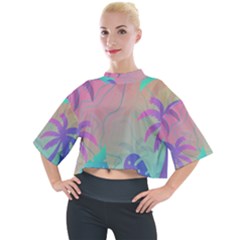 Palm Trees Leaves Plants Tropical Mock Neck T-shirt by Grandong