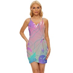 Palm Trees Leaves Plants Tropical Wrap Tie Front Dress by Grandong