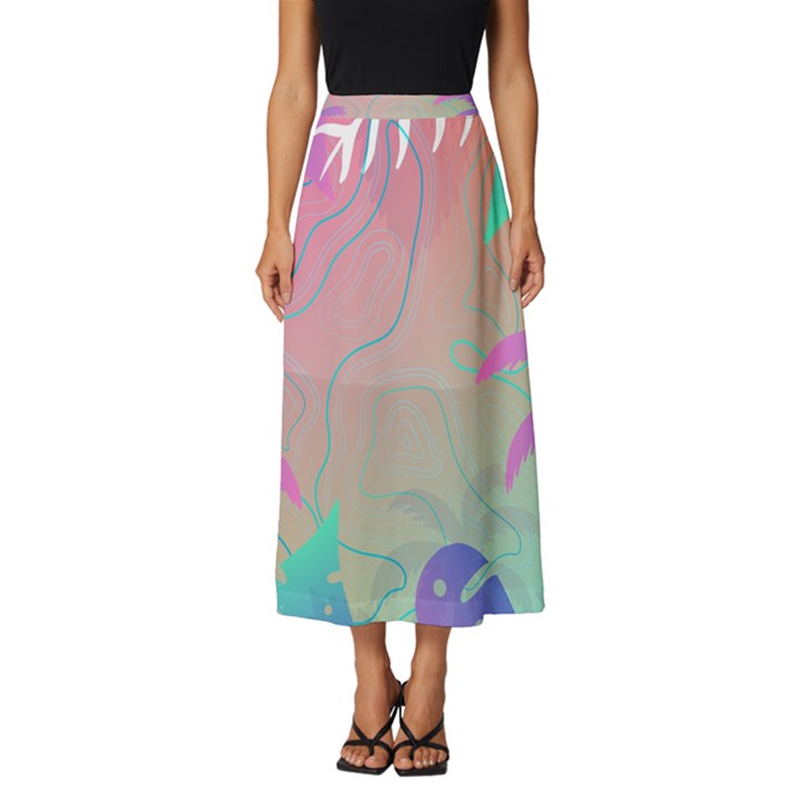 Palm Trees Leaves Plants Tropical Classic Midi Chiffon Skirt