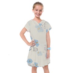 Digital Paper Flowers Background Kids  Drop Waist Dress by Grandong