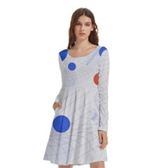 Computer Network Technology Digital Long Sleeve Knee Length Skater Dress With Pockets