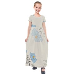 Digital Paper Flowers Background Kids  Short Sleeve Maxi Dress by Grandong