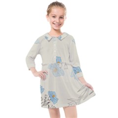 Digital Paper Flowers Background Kids  Quarter Sleeve Shirt Dress by Grandong