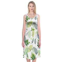 Leaves Foliage Pattern Abstract Midi Sleeveless Dress by Grandong