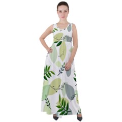 Leaves Foliage Pattern Abstract Empire Waist Velour Maxi Dress by Grandong