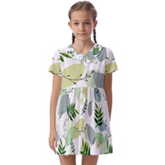 Leaves Foliage Pattern Abstract Kids  Asymmetric Collar Dress