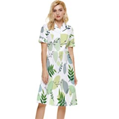 Leaves Foliage Pattern Abstract Button Top Knee Length Dress by Grandong