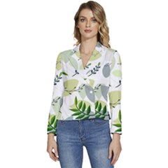 Leaves Foliage Pattern Abstract Women s Long Sleeve Revers Collar Cropped Jacket by Grandong