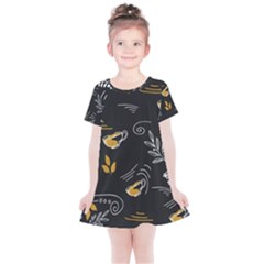 Leaves Coffee Digital Paper Cup Kids  Simple Cotton Dress by Grandong