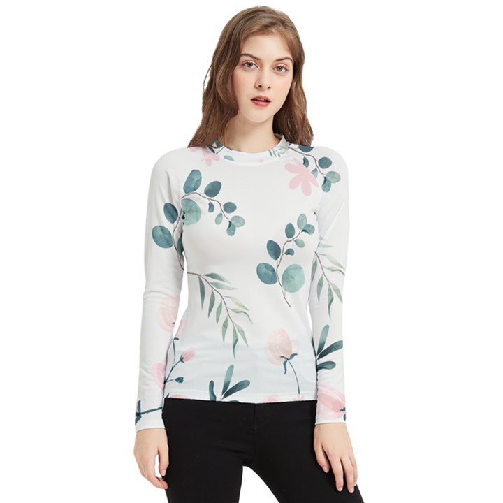 Flower Branch Corolla Wreath Lease Women s Long Sleeve Rash Guard