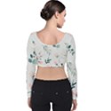 Flower Branch Corolla Wreath Lease Velvet Long Sleeve Crop Top View2