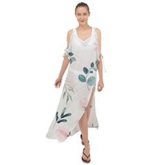 Flower Branch Corolla Wreath Lease Maxi Chiffon Cover Up Dress by Grandong