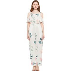 Flower Branch Corolla Wreath Lease Draped Sleeveless Chiffon Jumpsuit by Grandong