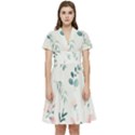 Flower Branch Corolla Wreath Lease Short Sleeve Waist Detail Dress View1