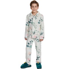 Flower Branch Corolla Wreath Lease Kids  Long Sleeve Velvet Pajamas Set by Grandong