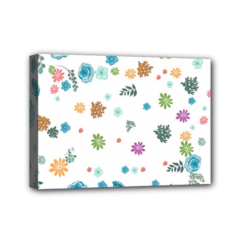 Flower Leaves Background Floral Mini Canvas 7  X 5  (stretched) by Grandong