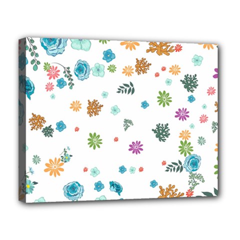 Flower Leaves Background Floral Canvas 14  X 11  (stretched) by Grandong