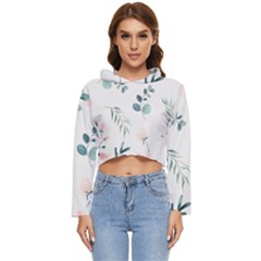 Flower Branch Corolla Wreath Lease Women s Lightweight Cropped Hoodie by Grandong