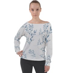 Flowers Floral Design Pattern Off Shoulder Long Sleeve Velour Top by Grandong