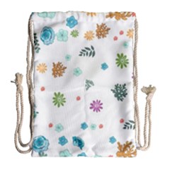 Flower Leaves Background Floral Drawstring Bag (large) by Grandong