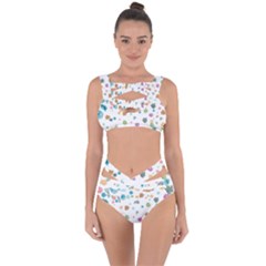 Flower Leaves Background Floral Bandaged Up Bikini Set  by Grandong