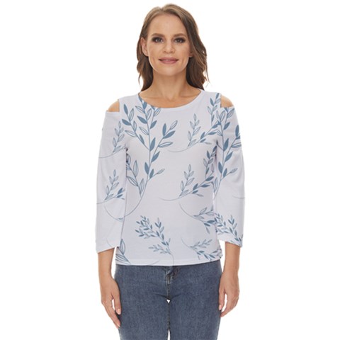 Flowers Floral Design Pattern Cut Out Wide Sleeve Top by Grandong