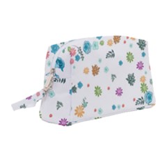 Flower Leaves Background Floral Wristlet Pouch Bag (medium) by Grandong