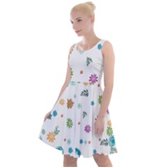 Flower Leaves Background Floral Knee Length Skater Dress by Grandong