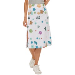 Flower Leaves Background Floral Midi Panel Skirt by Grandong