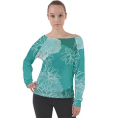 Flowers  Floral Design Background Off Shoulder Long Sleeve Velour Top by Grandong