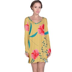 Flowers Petals Leaves Plants Long Sleeve Nightdress by Grandong