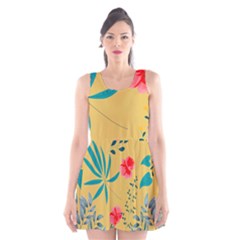 Flowers Petals Leaves Plants Scoop Neck Skater Dress by Grandong