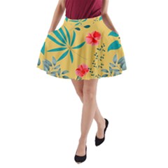 Flowers Petals Leaves Plants A-line Pocket Skirt by Grandong