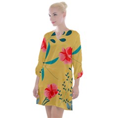 Flowers Petals Leaves Plants Open Neck Shift Dress by Grandong