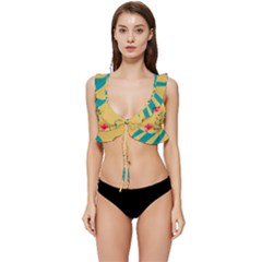 Flowers Petals Leaves Plants Low Cut Ruffle Edge Bikini Top